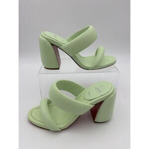 Christian Louboutin Inflama Sab 85 Mint Green Leather Size 37 / 7 Block Heel